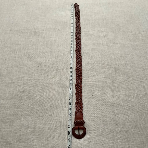 GH Bass & Co Woven Braided Brown Leather Boho Adjustable Belt Size M - Picture 5 of 12